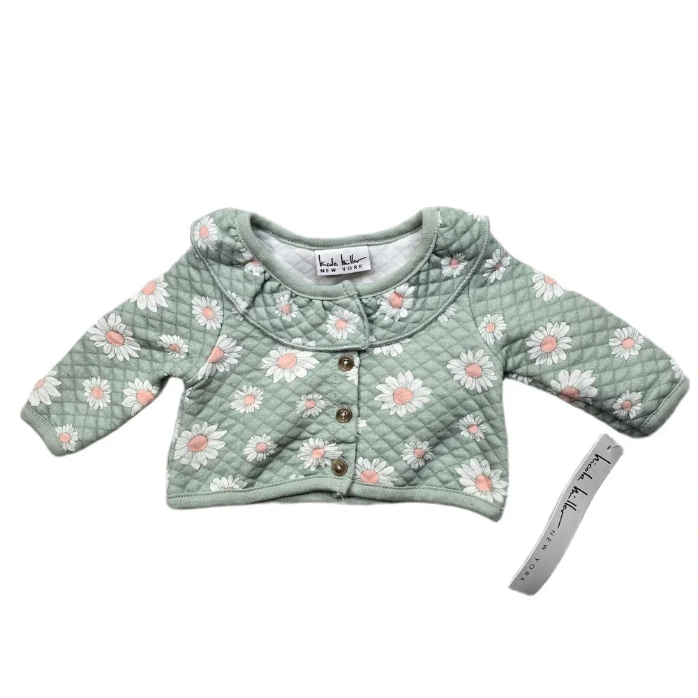 Nicole Miller New York Quilted Daisy Print Jacket Baby‎ Girls 3 6 Months NEW